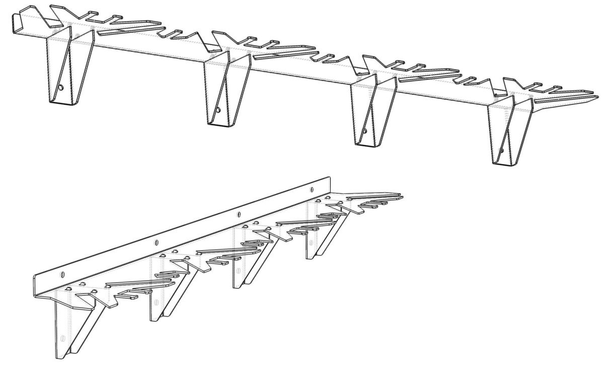 Nástěnný držák lyží 8 párový