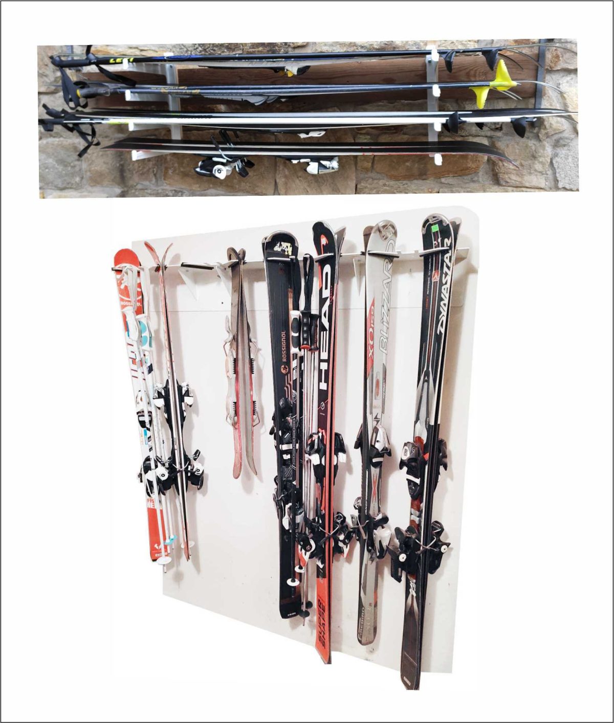Nástěnný držák lyží 8 párový
